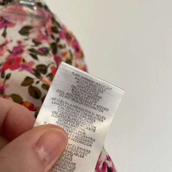 ALMOST FAMOUS Cream Ivory Pink Floral Off the Shoulder Long Bell Sleeve Crop Top - Picture 9 of 12